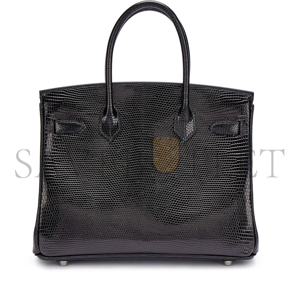 H**mes master birkin 30 lizard black silver buckle h028367ca30 (30*22*16cm)